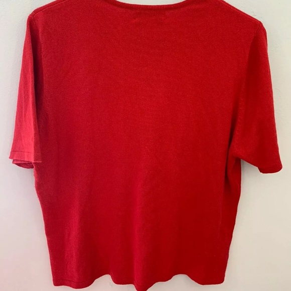 Pendleton red beaded argyle Silk Cashmere top XL - Picture 4 of 4
